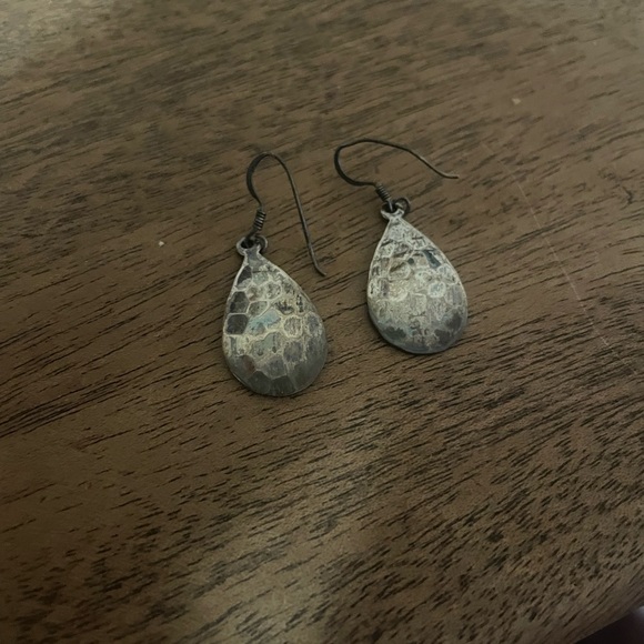 Silver Stamped Earrings. - Picture 2 of 3
